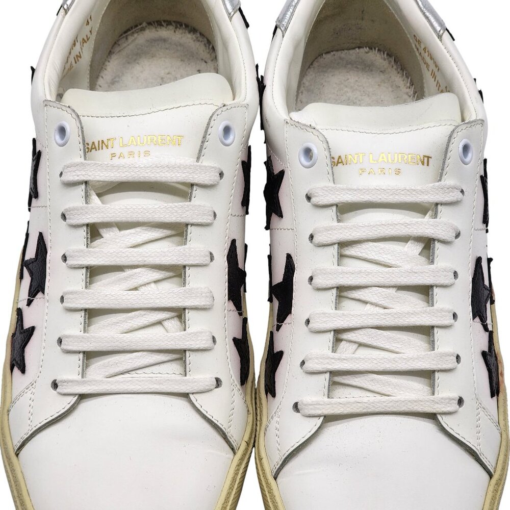 Saint Laurent Paris Court Stars Leather Sneakers White EU 41 US 8 - New $750 - Picture 9 of 9